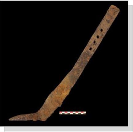 A plow coulter used during the Colonial Era was discovered at Patriot Park North just off of Braddock Road in Fairfax.